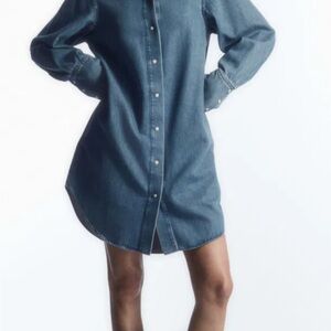 COS Blue Long Sleeve Denim Dress